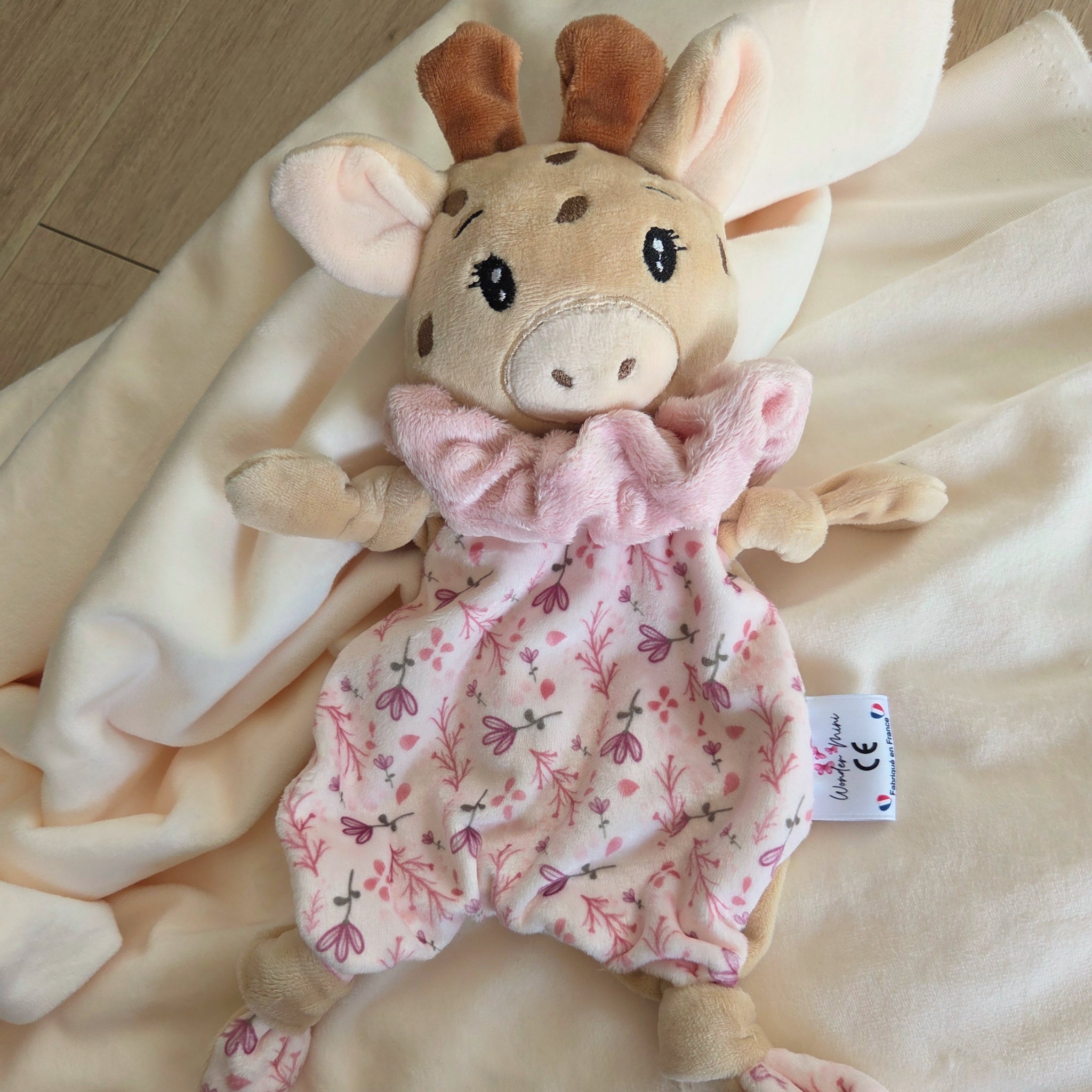Doudou Girafe - doudou à personnaliser | fait main