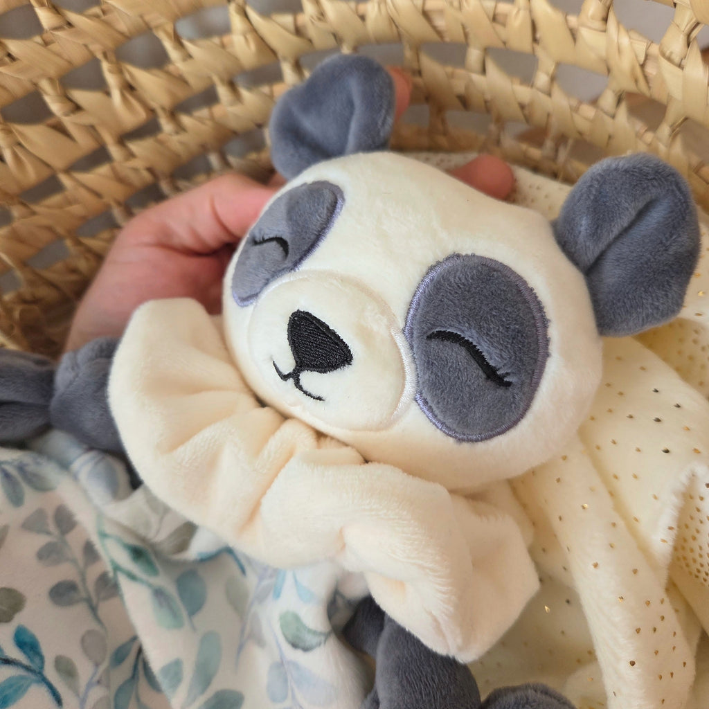 Doudou Panda Gris fait main - personnalisé