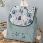 Sac à dos à dos enfant personnalisable - Bleu Céladon