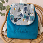 Sac à dos à dos enfant personnalisable - Bleu Pétrole
