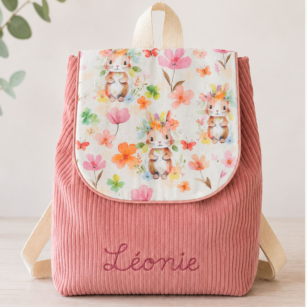 Sac à dos à dos enfant personnalisable - Rose blush
