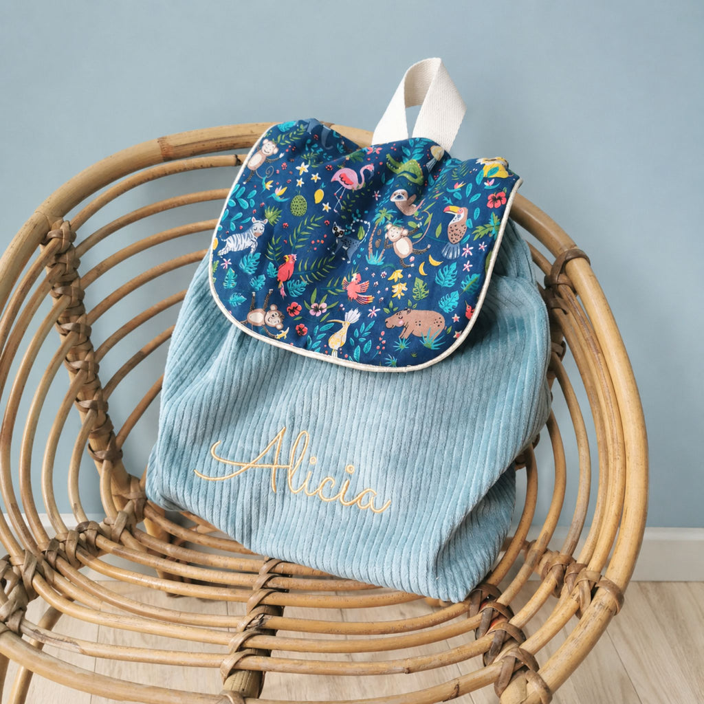 Sac à dos à dos enfant personnalisable - Bleu Céladon