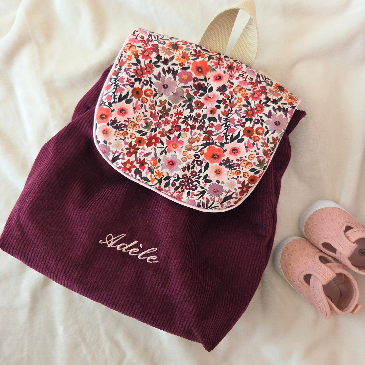 Sac à dos à dos enfant personnalisable - Prune