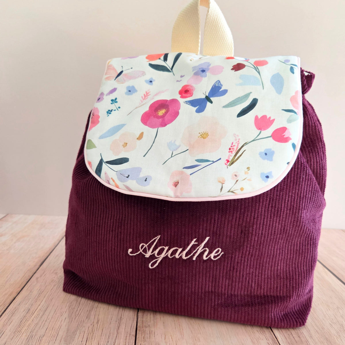 Sac à dos à dos enfant personnalisable - Prune