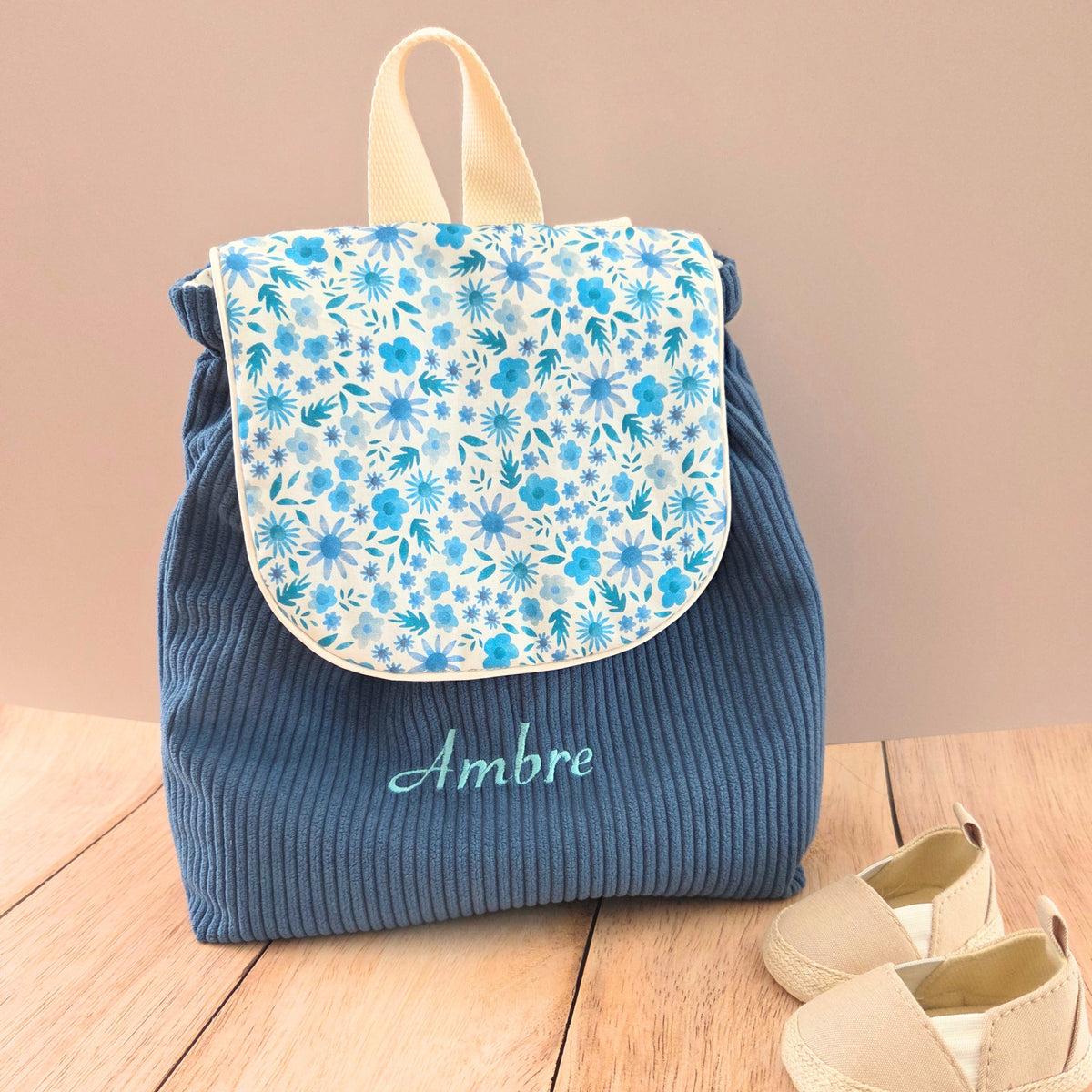 Sac à dos à dos enfant personnalisable - Bleu Jean