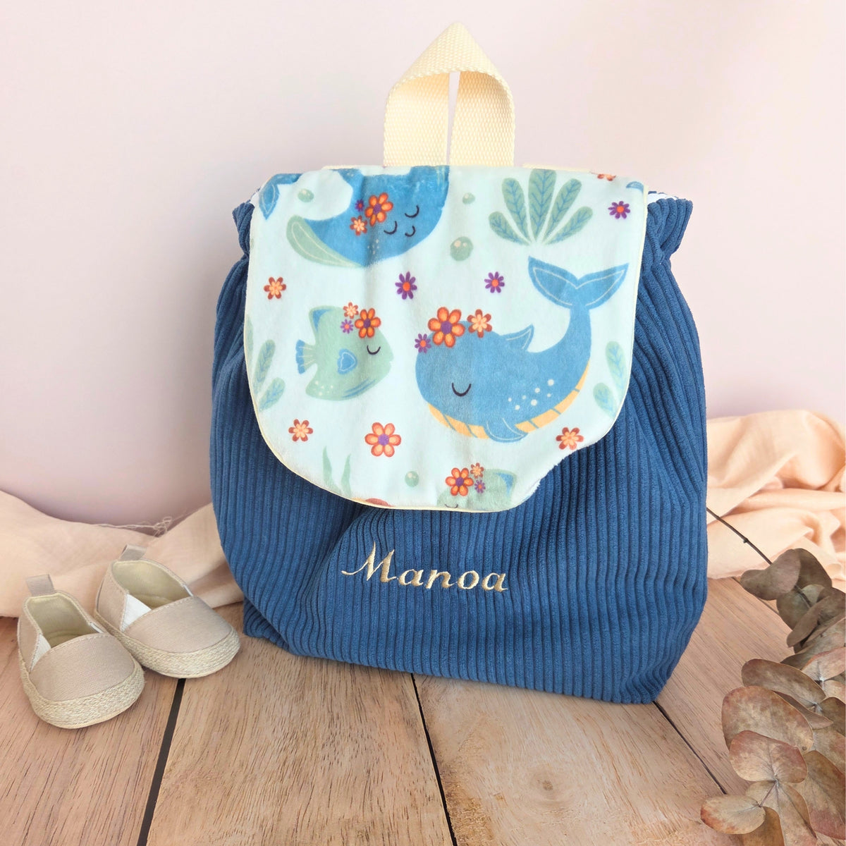 Sac à dos à dos enfant personnalisable - Bleu Jean