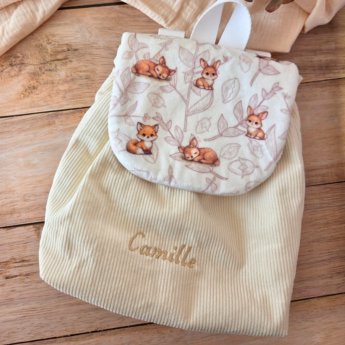 Sac à dos à dos enfant personnalisable - Ivoire