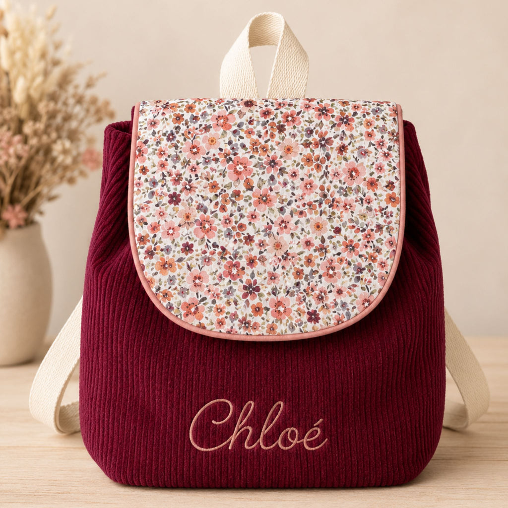 Sac à dos à dos enfant personnalisable - Lie de vin
