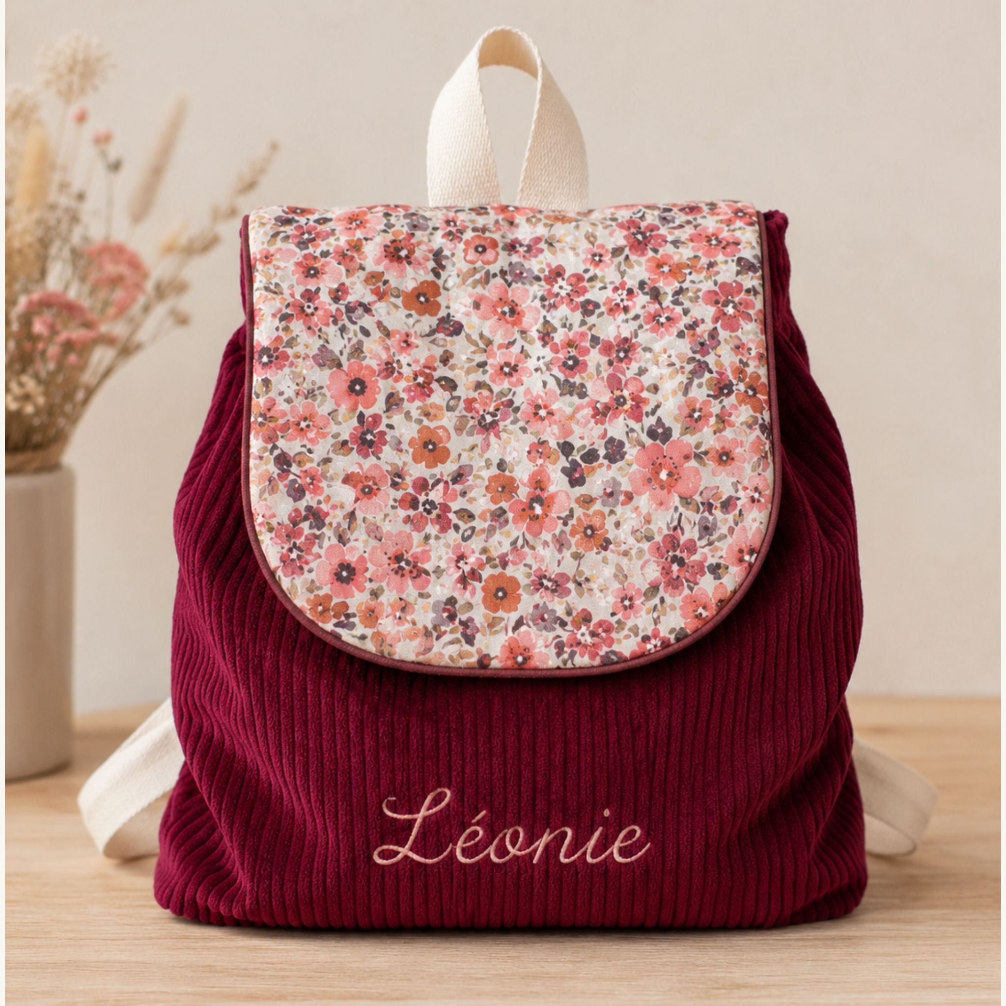 Sac à dos à dos enfant personnalisable - Lie de vin