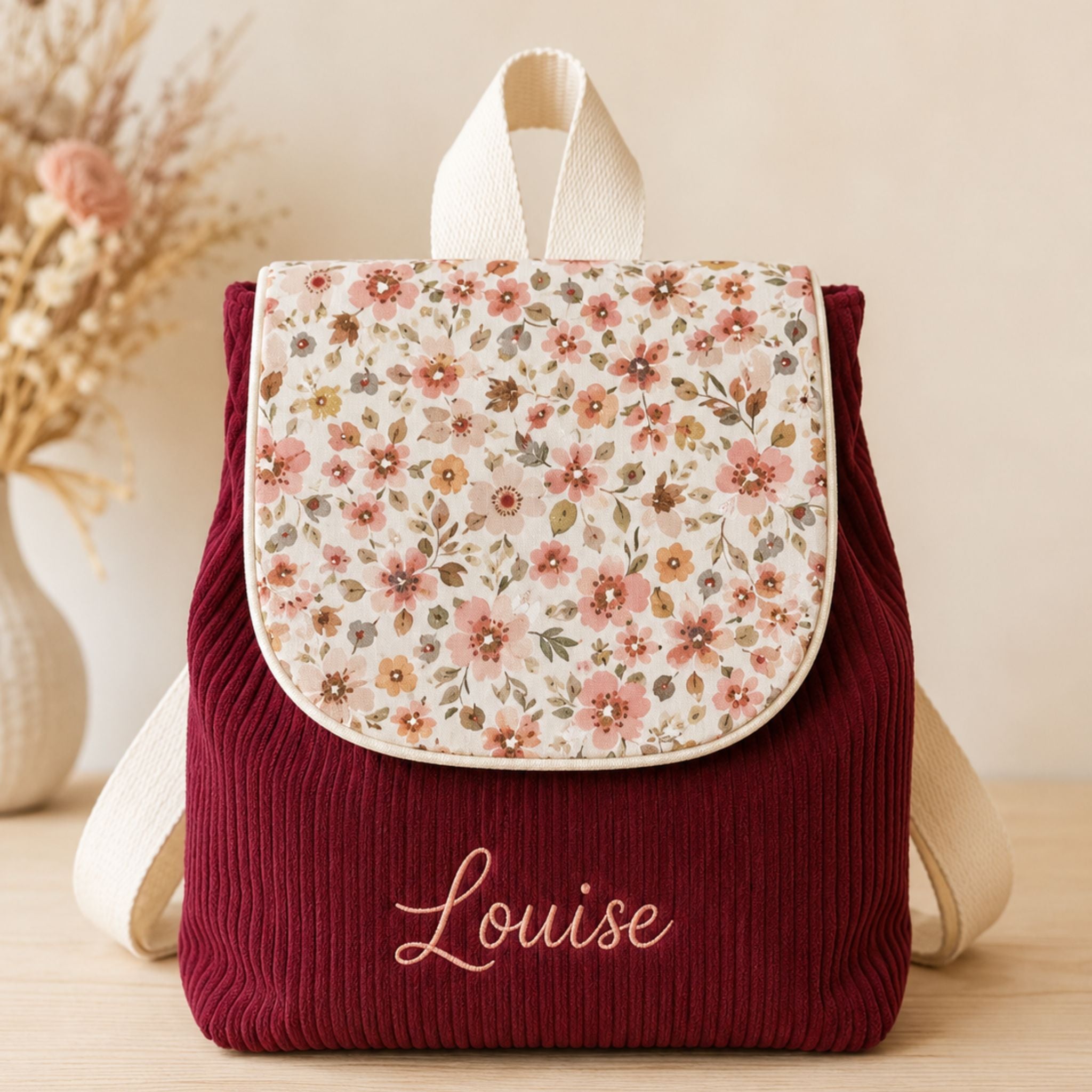 Sac à dos à dos enfant personnalisable - Lie de vin