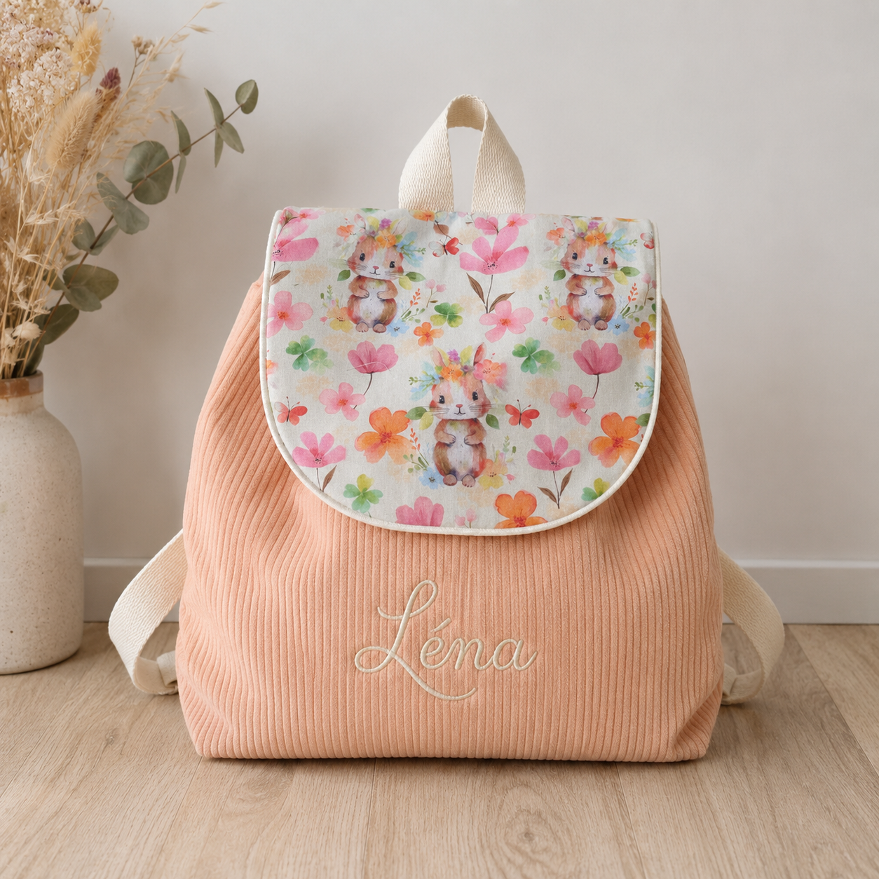 Sac à dos à dos enfant personnalisable - Corail
