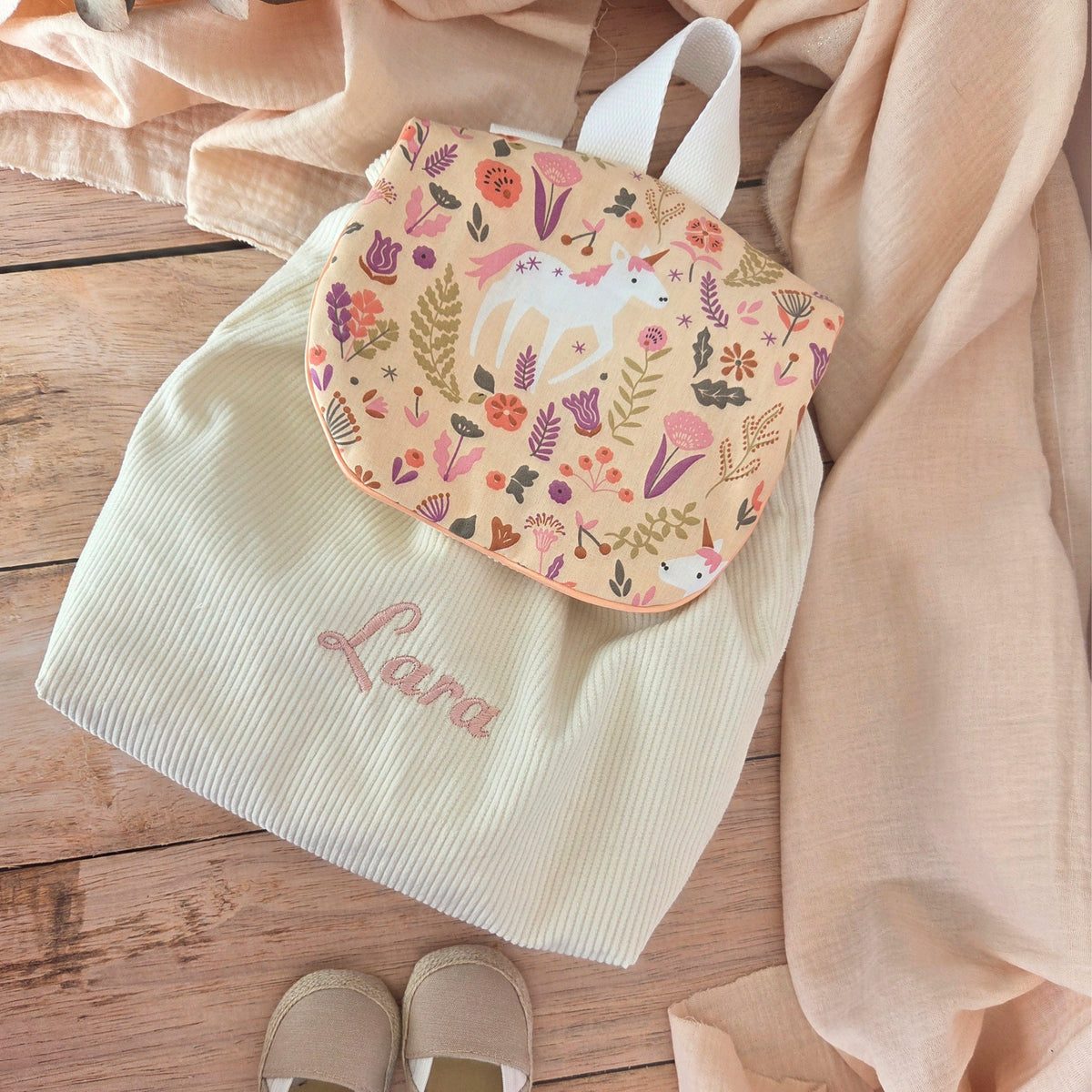Sac à dos à dos enfant personnalisable - Ivoire