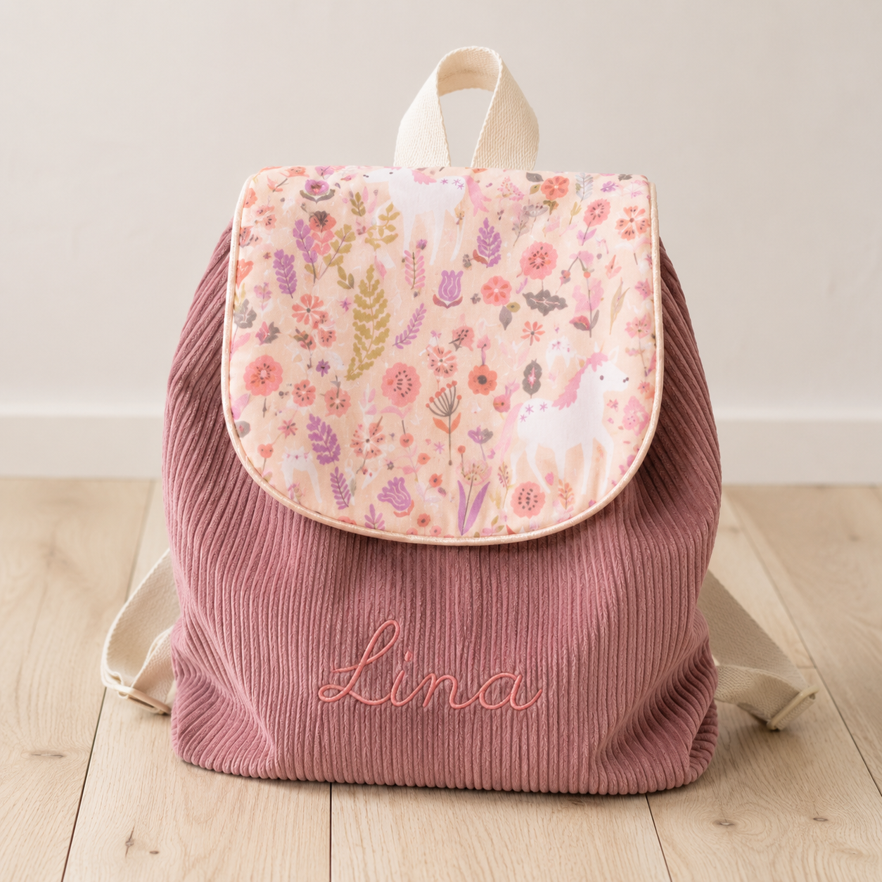 Sac à dos à dos enfant personnalisable - Bois de rose