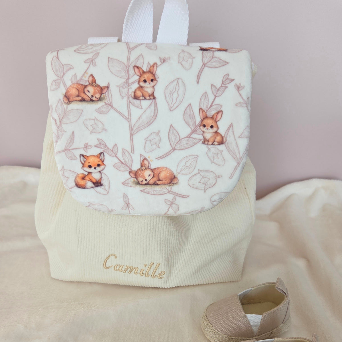 Sac à dos à dos enfant personnalisable - Ivoire