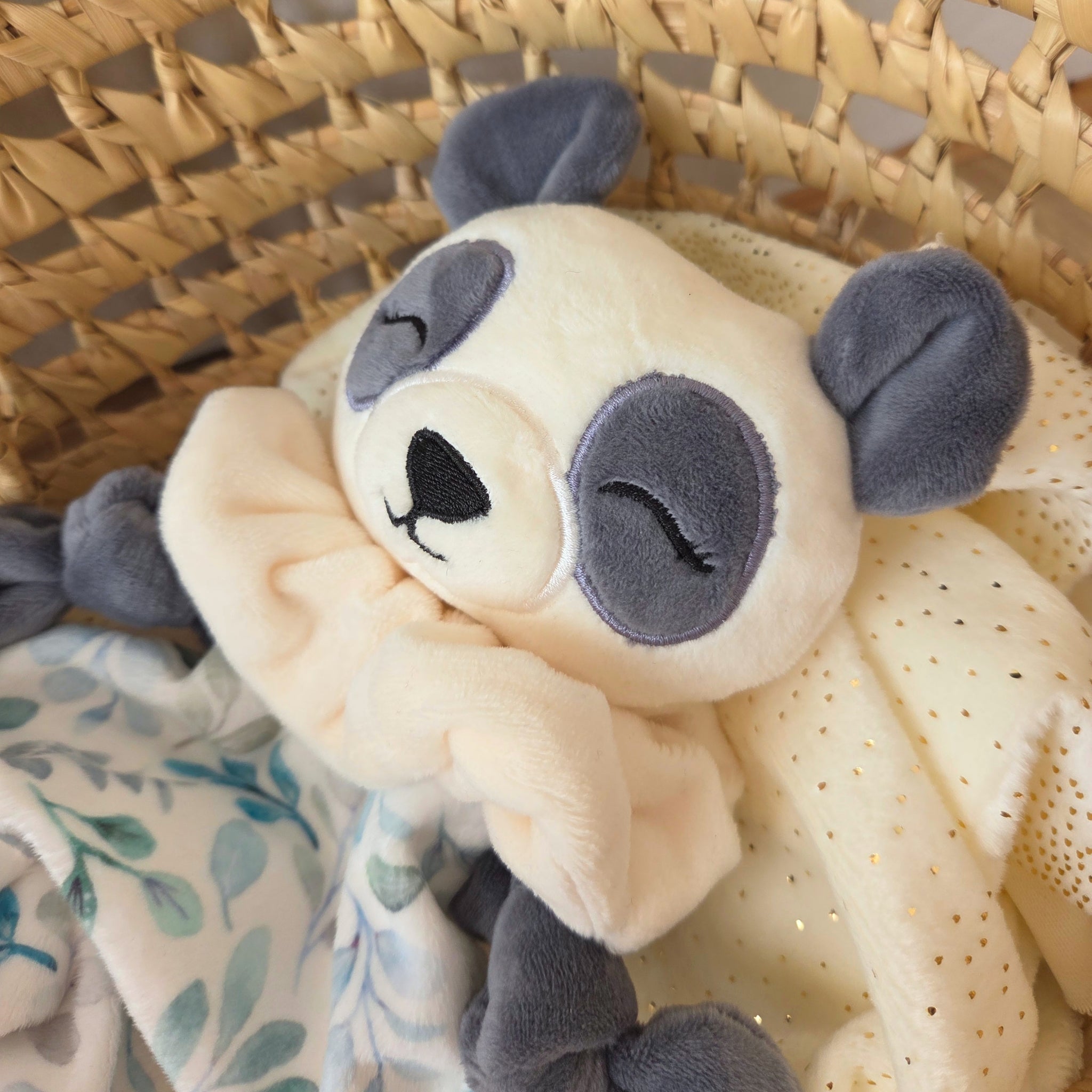 Doudou Panda Gris fait main - personnalisé