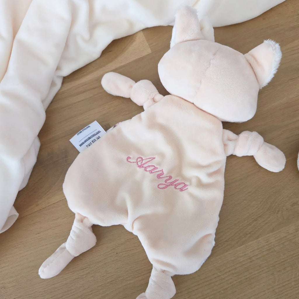 Doudou Loup Rose fait main - personnalisé