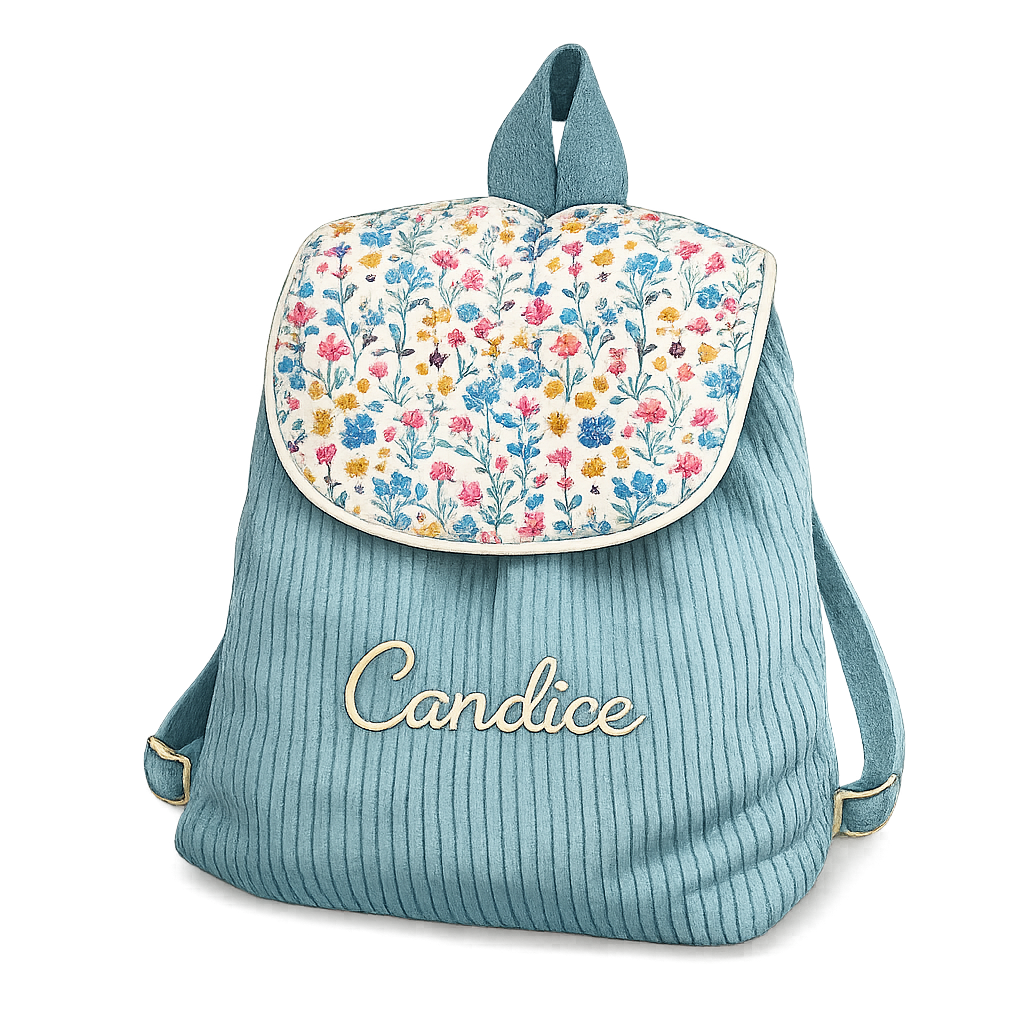 Sac à dos à dos enfant personnalisable - Bleu Céladon