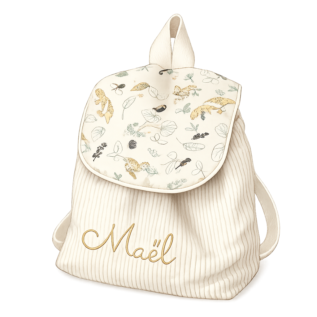 Sac à dos à dos enfant personnalisable - Ivoire