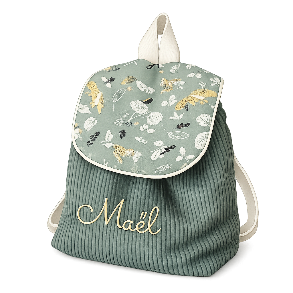 Sac à dos à dos enfant personnalisable - Kaki