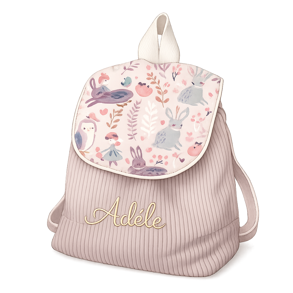 Sac à dos à dos enfant personnalisable - Rose Clair