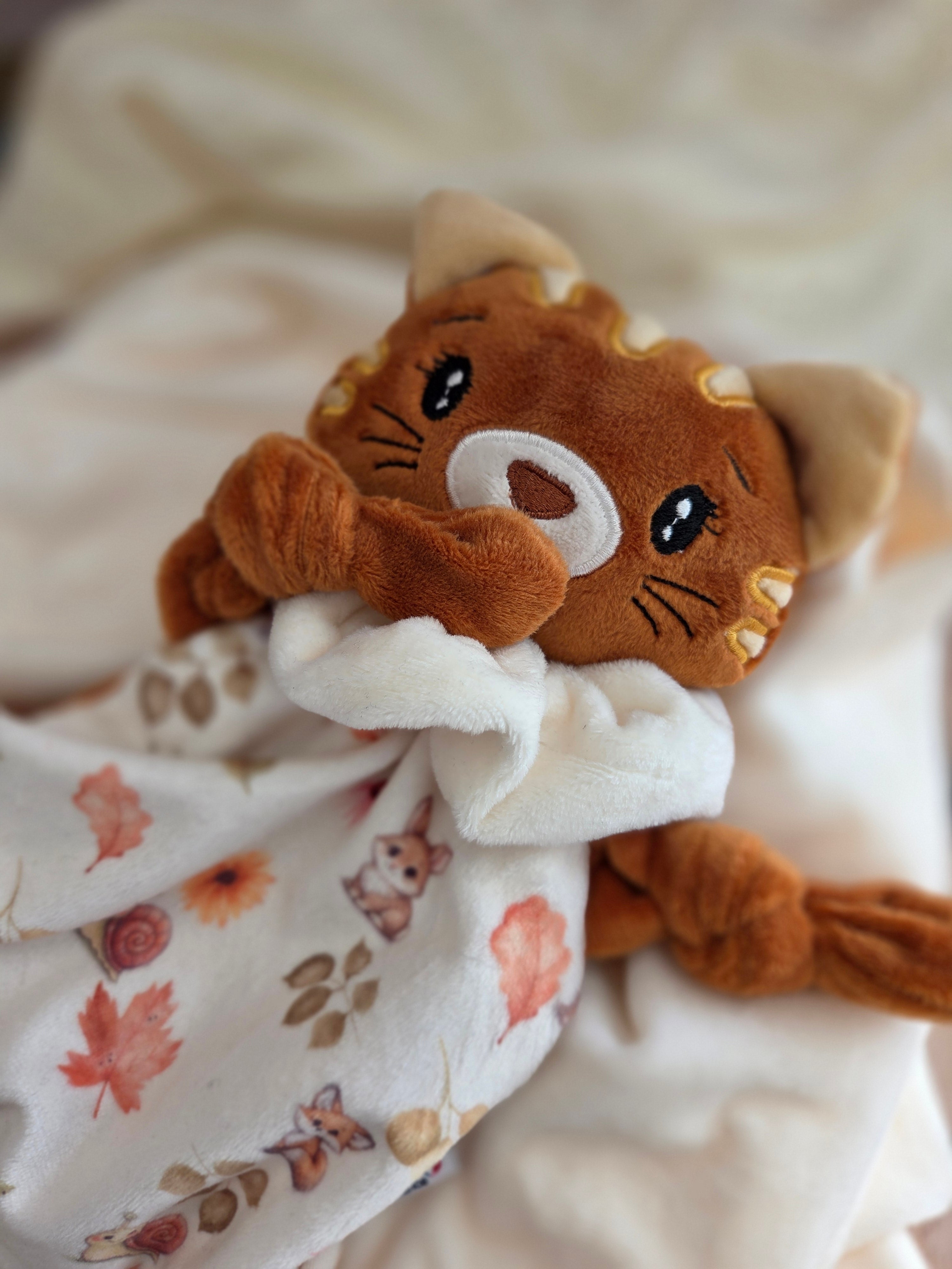 Doudou Chat Tigré Roux Personnalisé Fait Main