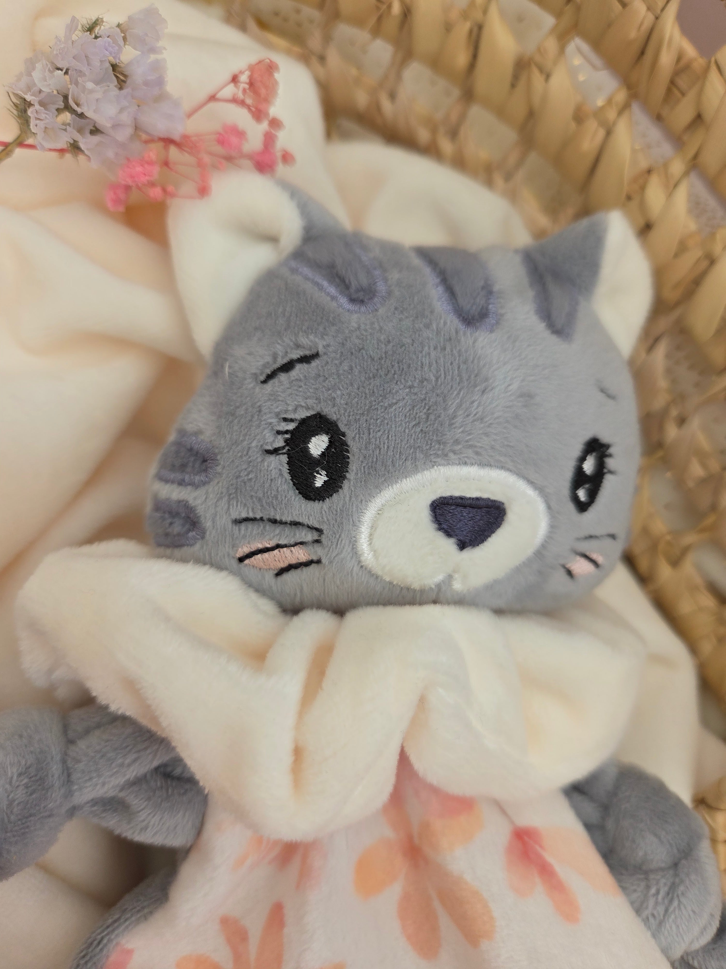 Doudou Chat Tigré Gris Personnalisé Fait Main